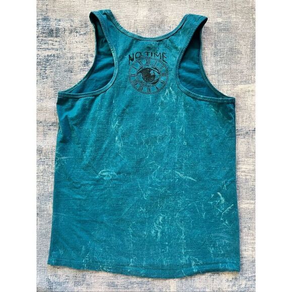 No Time Teal Tie Dye All Seeing Eye Pyramid Tank Top Women's Medium - Picture 2 of 5